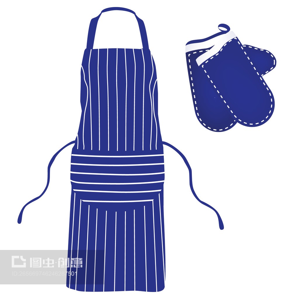 藍色圍裙和手套Blue apron and mittens