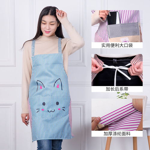 圍裙女家用廚房工作服可擦手防水防油防污韓版時(shí)尚圍腰成人罩衣男