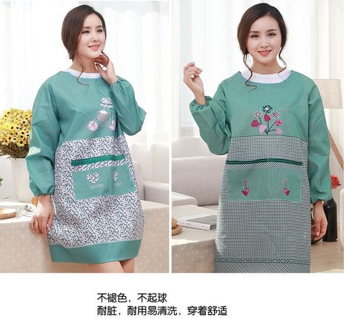 韓版時尚長袖圍裙廚房防油防污罩衣反穿衣媽媽裝冬季加大圍裙罩衣