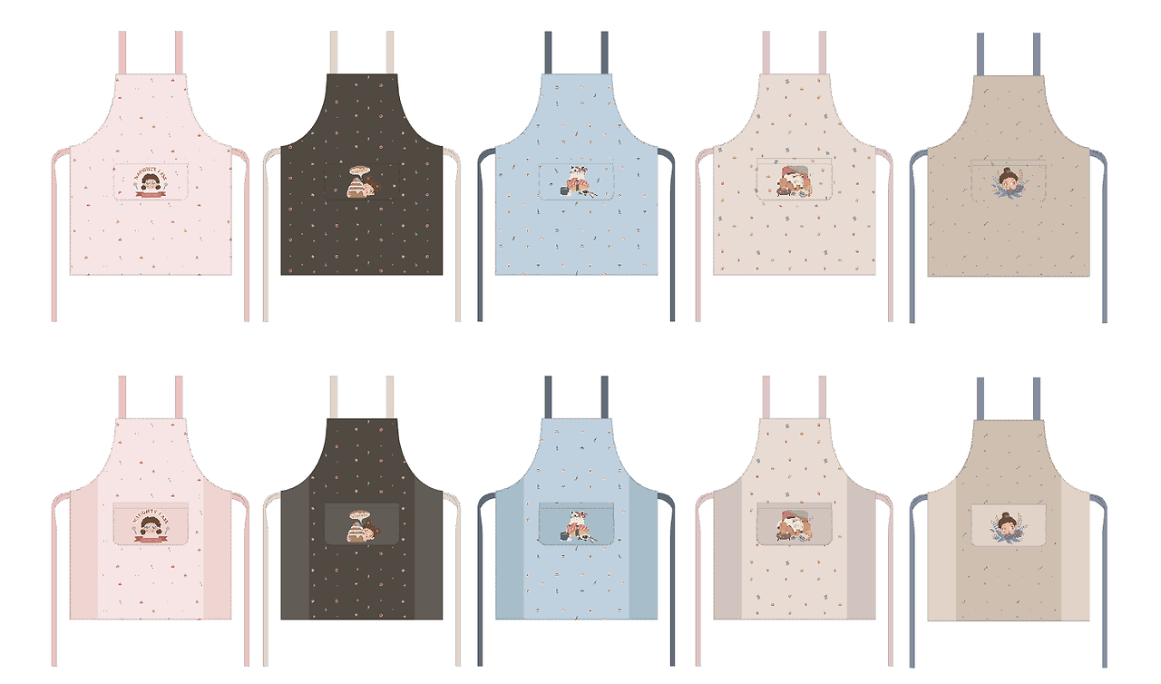 治愈系少女圍裙插畫 溫暖與可愛的結合